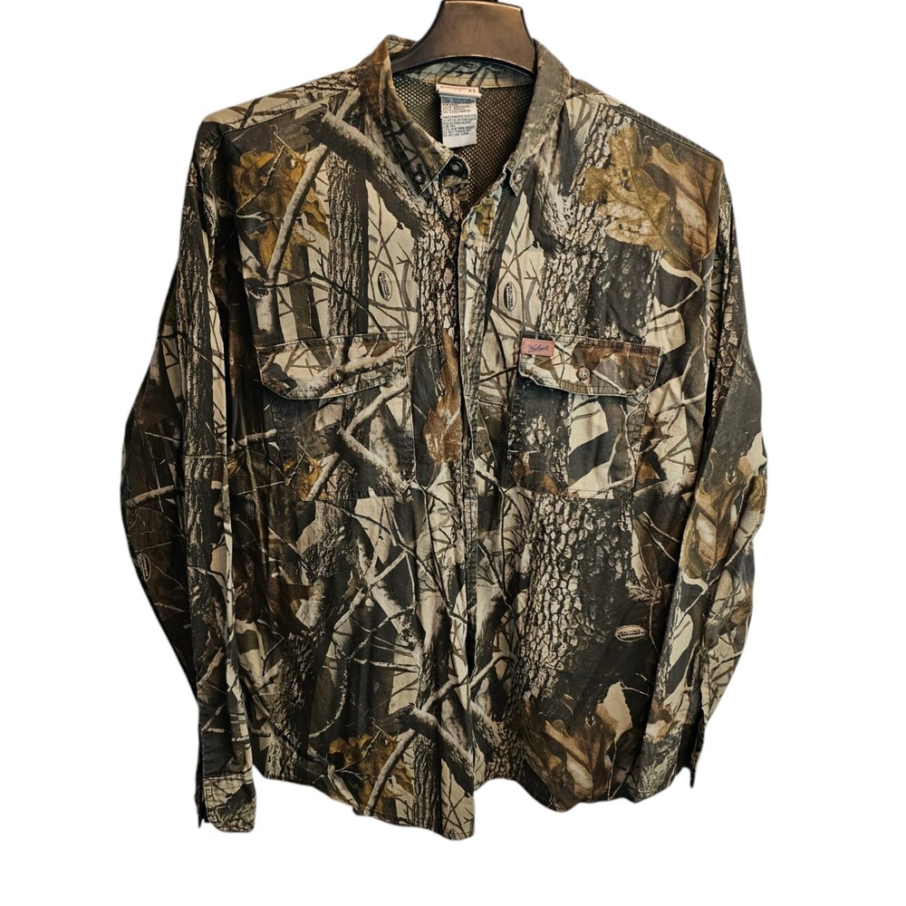 Vintage Woolrich Men's‎ XL Long Realtree Hardwoods Camo Long Sleeve Vented